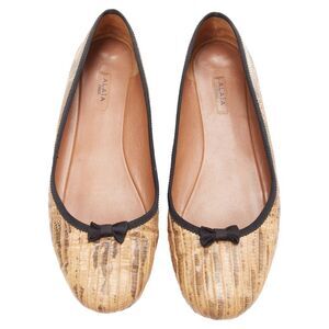 Alaia scaled leather bow trim ballerina flats shoes
